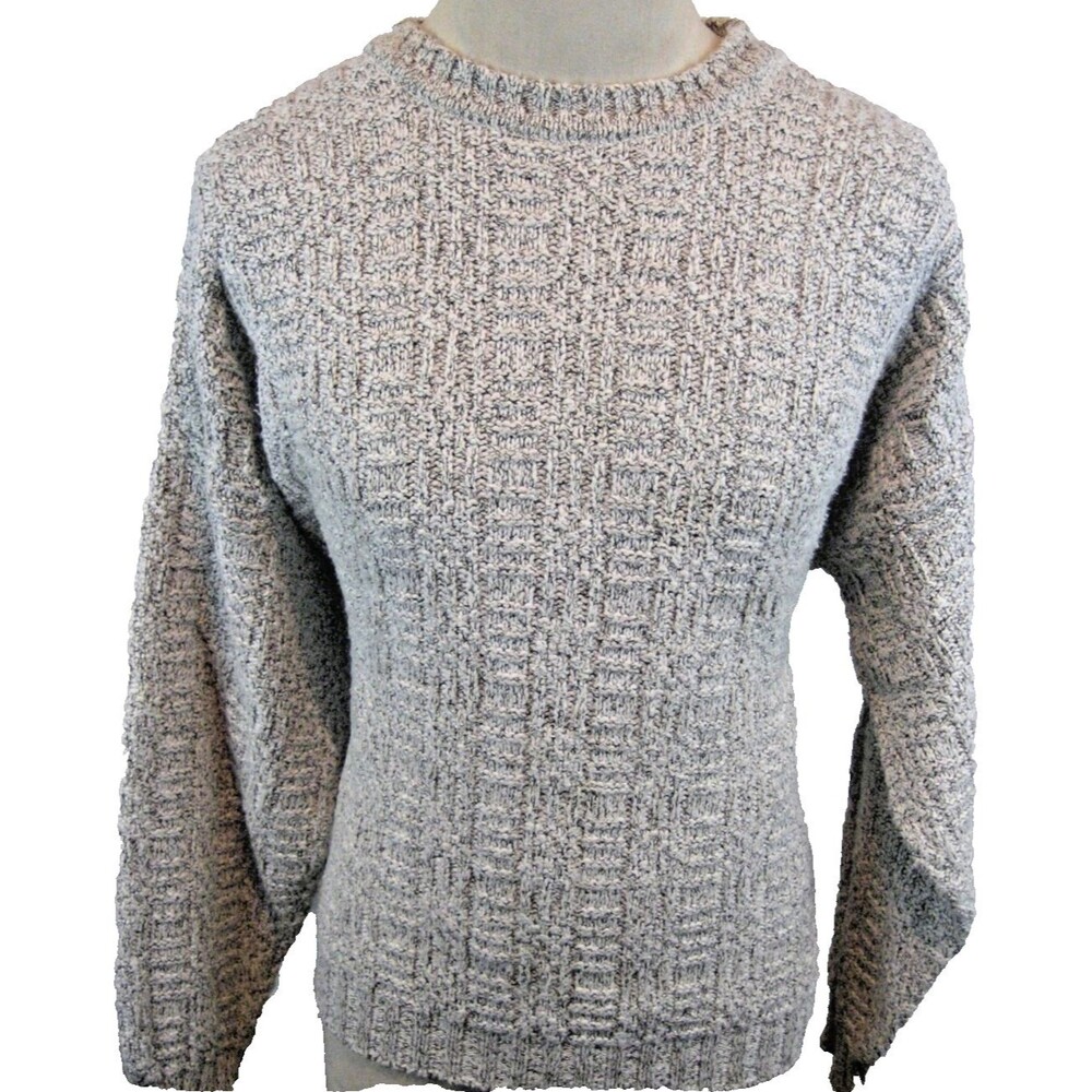 Mens Roundtree & Yorke Gray Cable Knit Crew Neck Pullover Sweater sz Lg